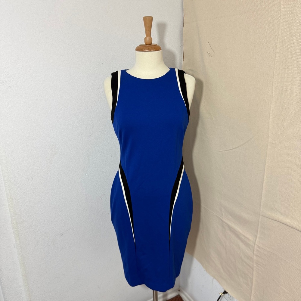 Cache Womens Royal Blue Colorblock Bodycon Sheath Dress Size 8 NWT
